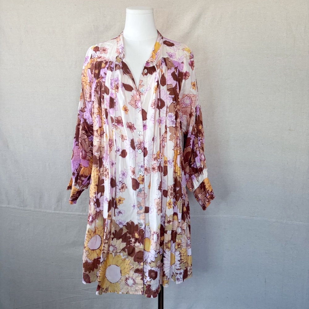 Kinga Csilla floral button up cotton dress size small